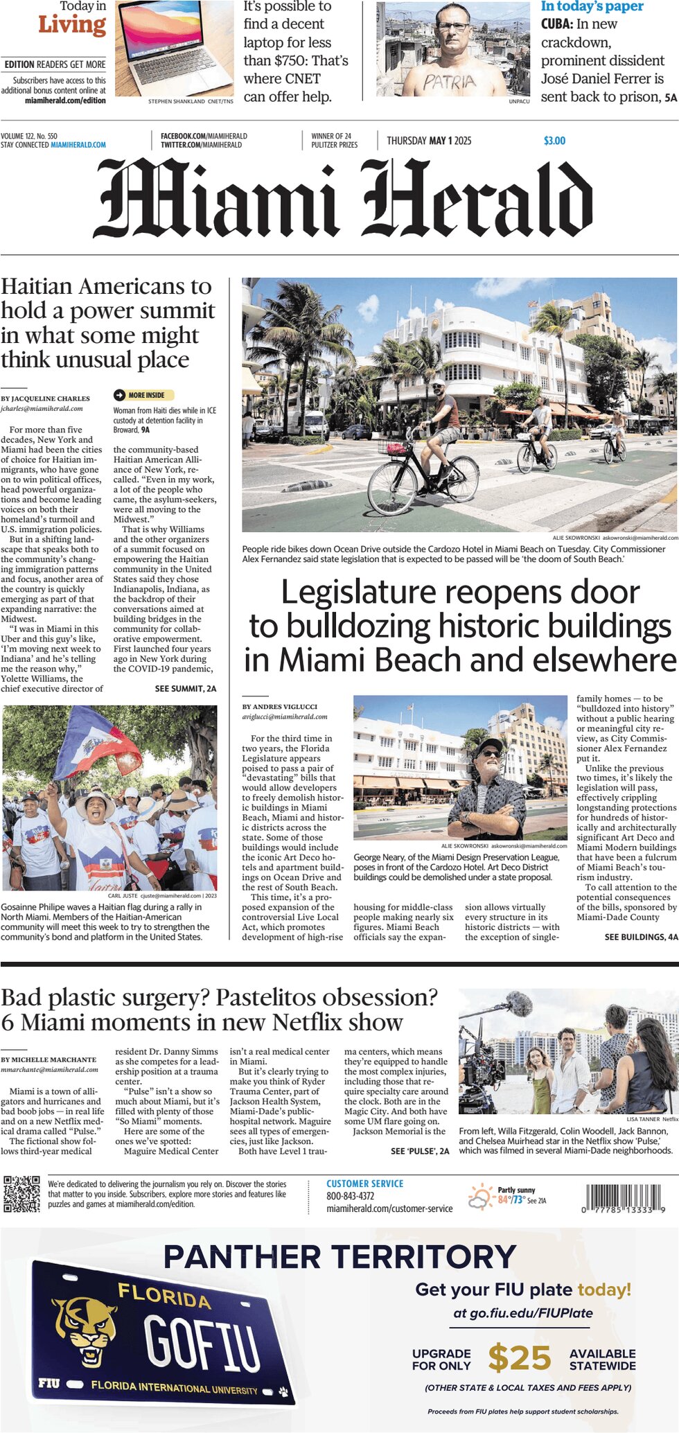 Prima Pagina Miami Herald 01/05/2025