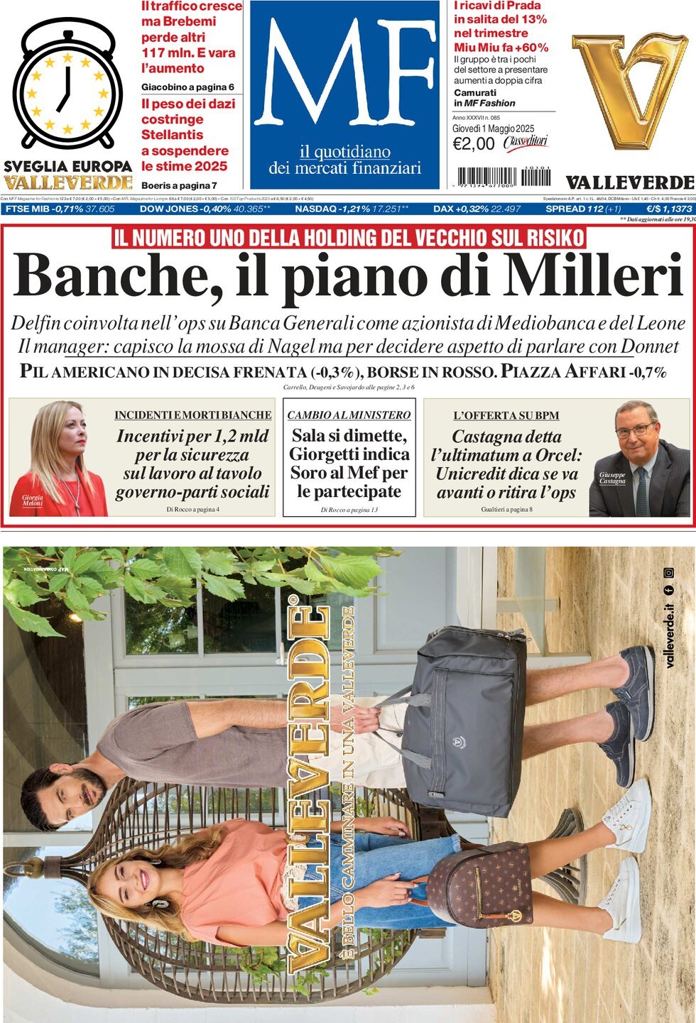 Prima Pagina MF Milano Finanza 01/05/2025
