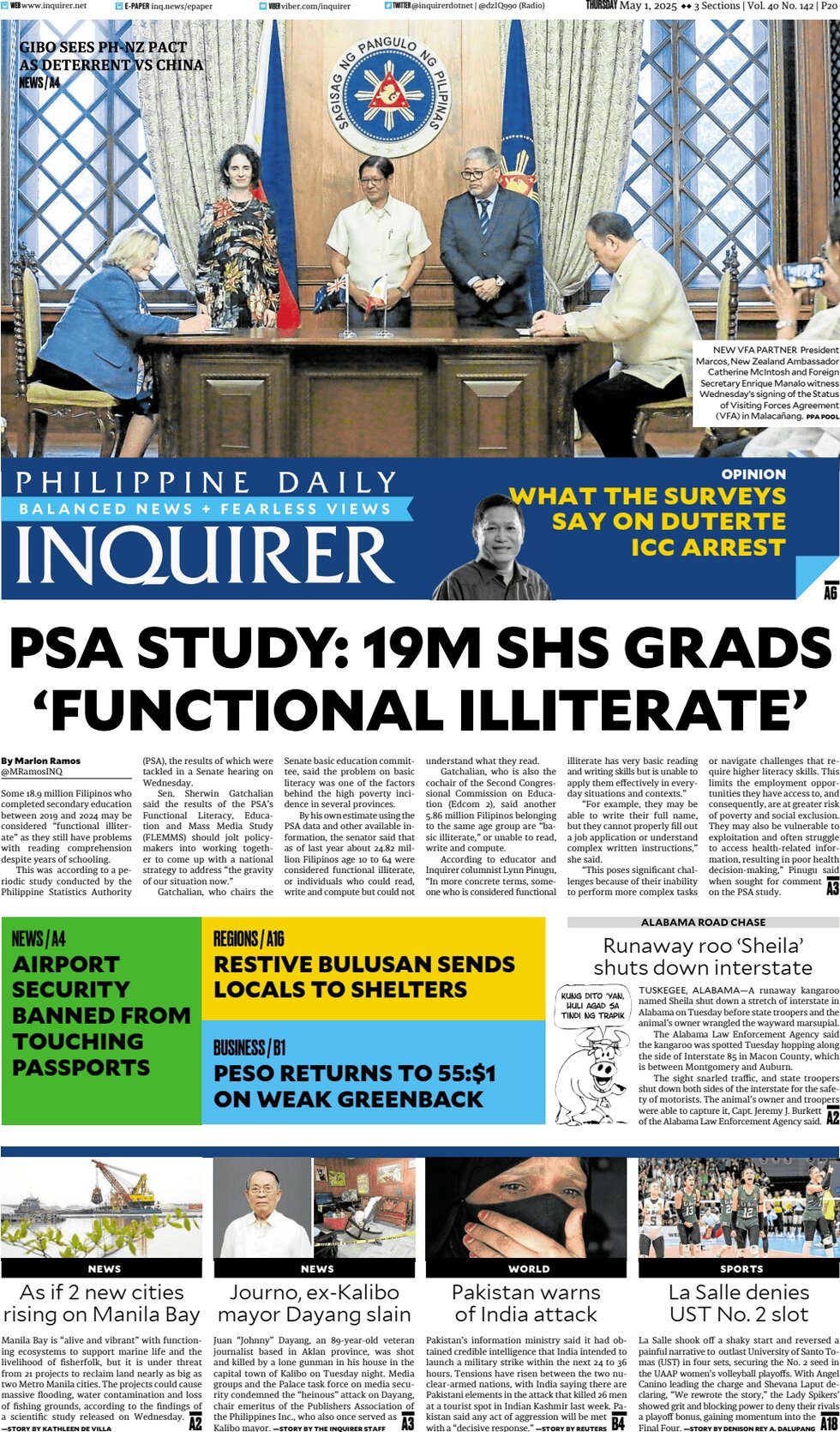 Prima Pagina Philippine Daily Inquirer 01/05/2025