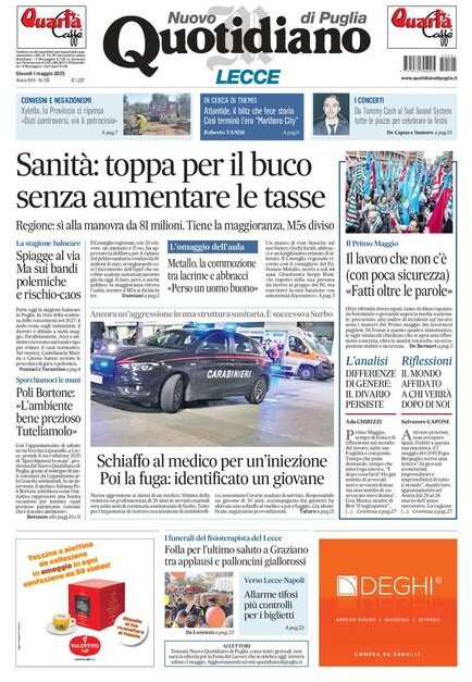 Prima Pagina Nuovo Quotidiano di Puglia (Lecce) 01/05/2025
