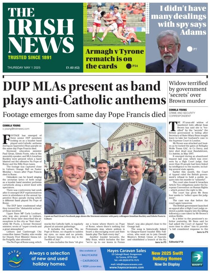 Prima Pagina The Irish News 01/05/2025