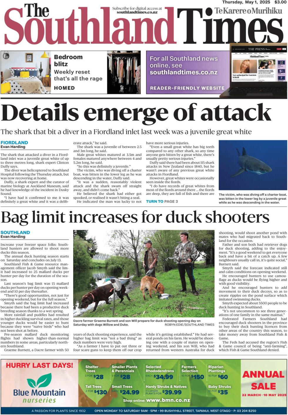 Prima Pagina The Southland Times 01/05/2025