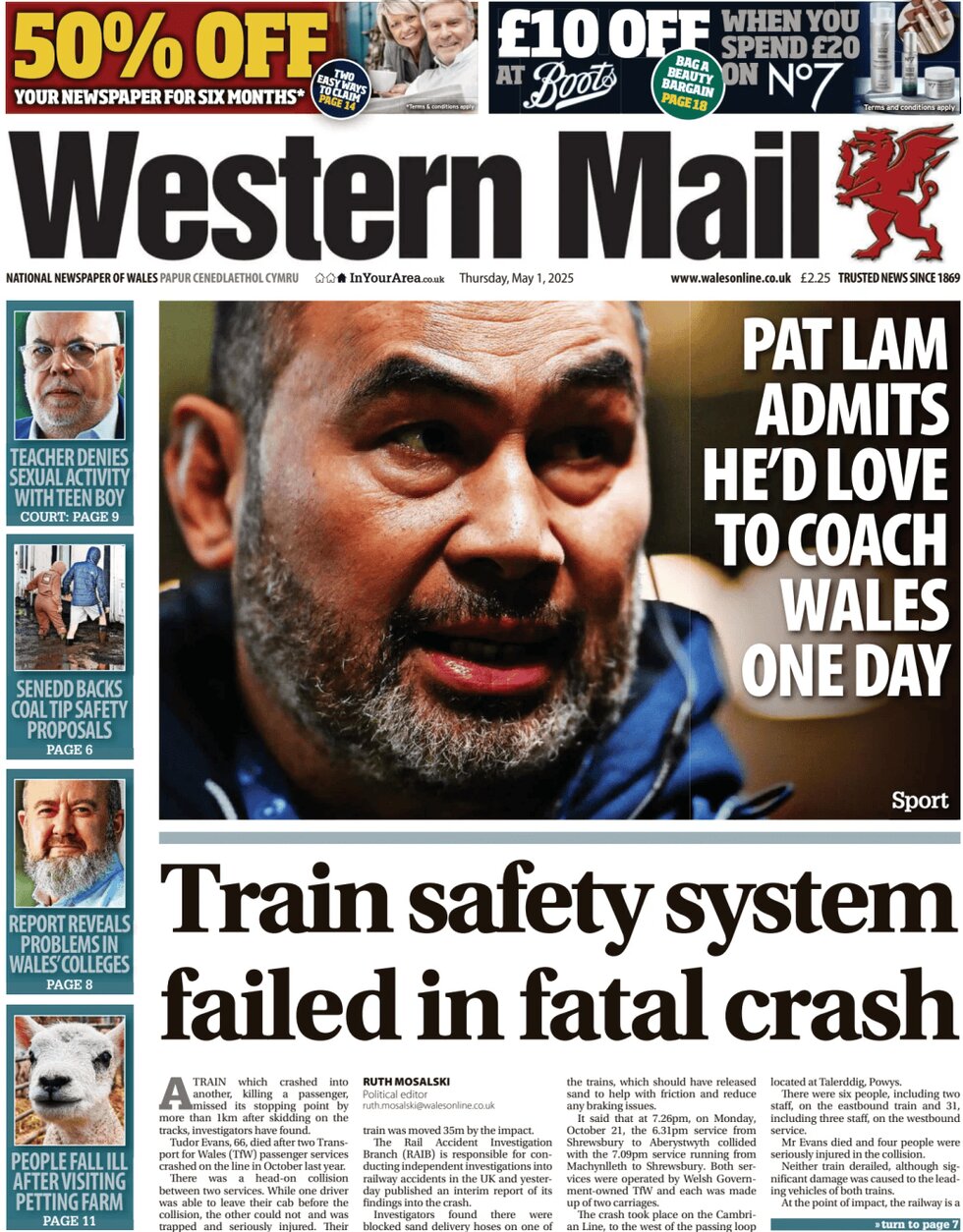 Prima Pagina Western Mail (Wales) 01/05/2025