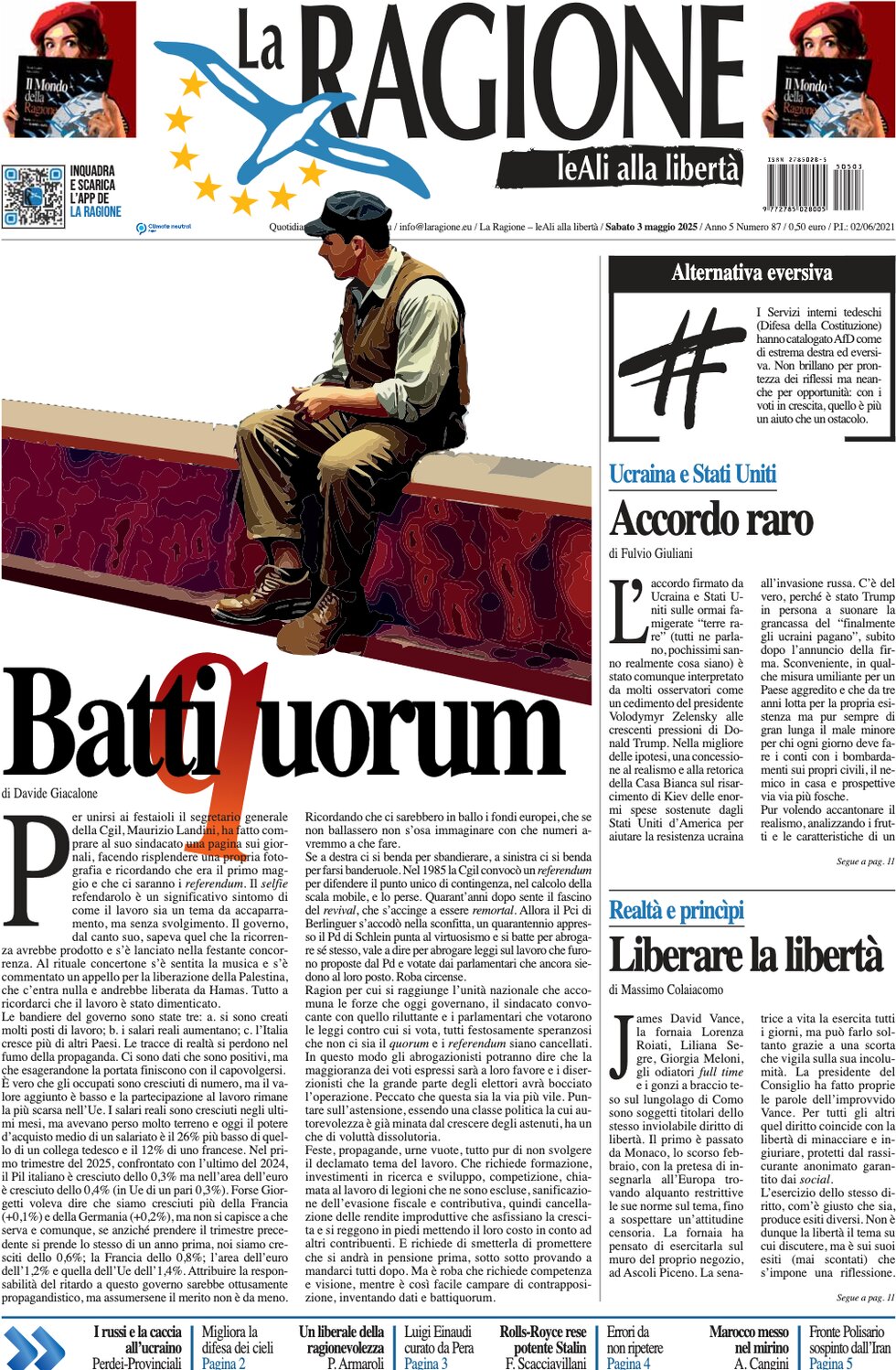 Prima Pagina La Ragione 03/05/2025