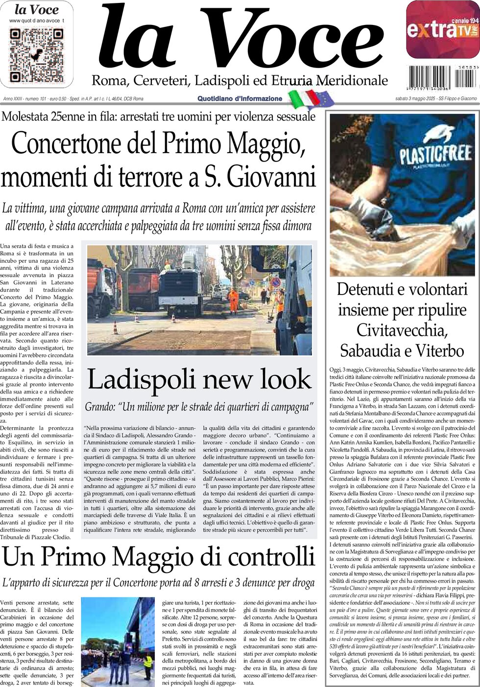Prima Pagina La Voce (Roma) 03/05/2025