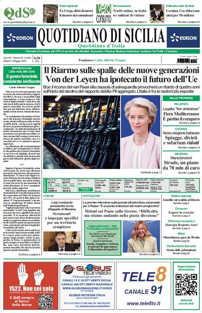 Prima Pagina Quotidiano di Sicilia 03/05/2025