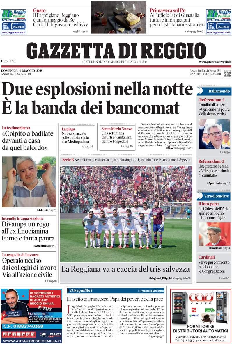 Prima Pagina Gazzetta di Reggio 04/05/2025