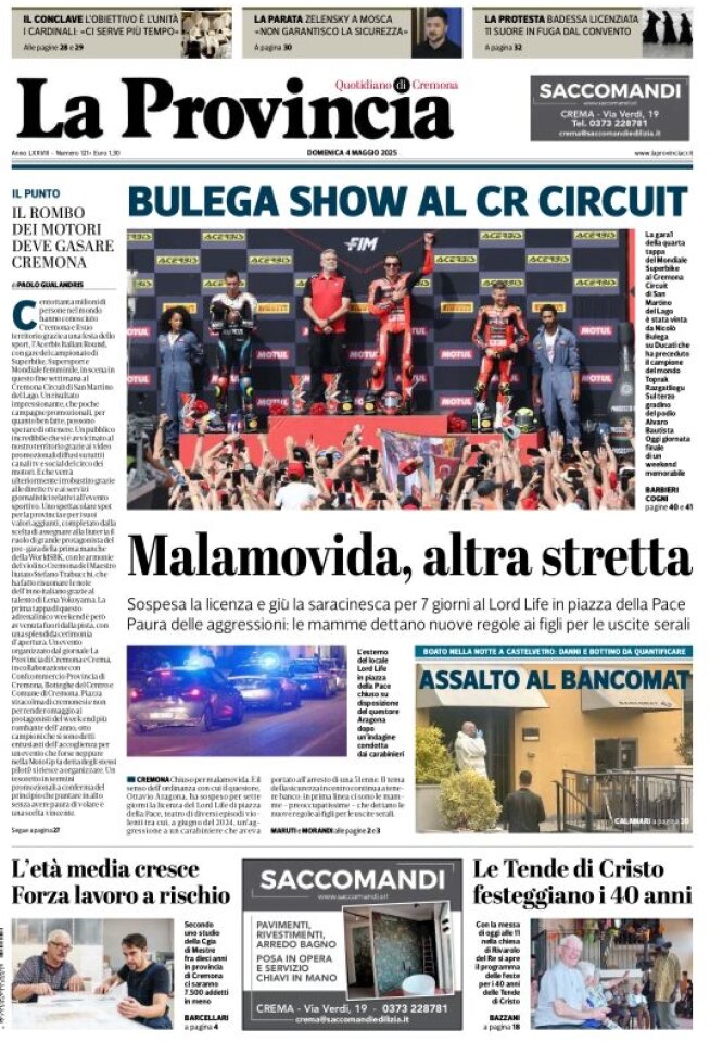 Prima Pagina La Provincia di Cremona 04/05/2025