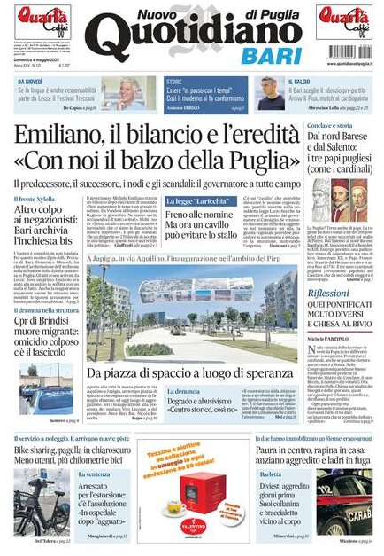 Prima Pagina Nuovo Quotidiano di Puglia (Bari) 04/05/2025