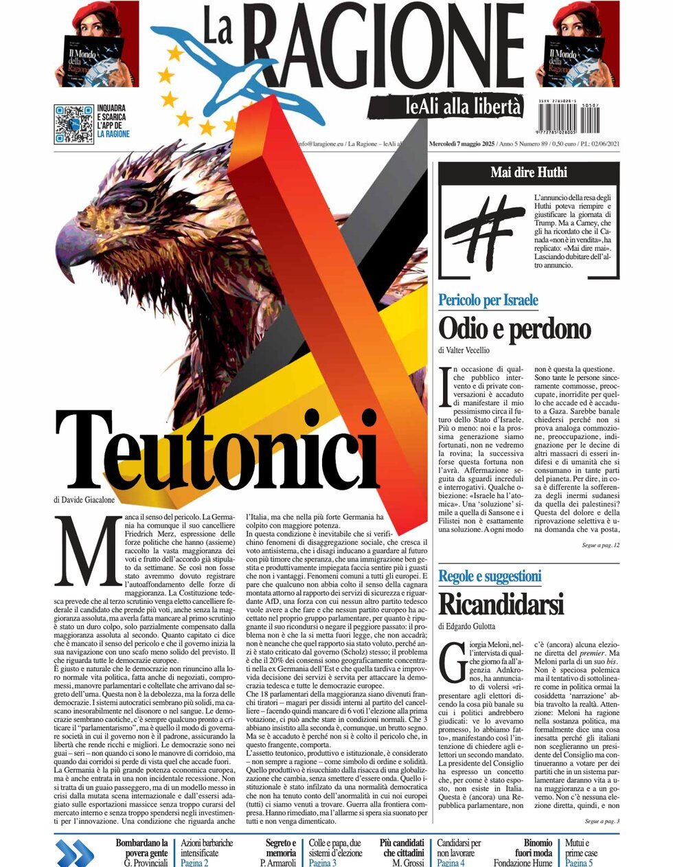 Prima Pagina La Ragione 07/05/2025
