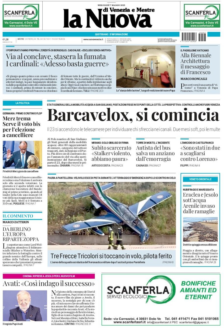 Prima Pagina La Nuova di Venezia e Mestre 07/05/2025