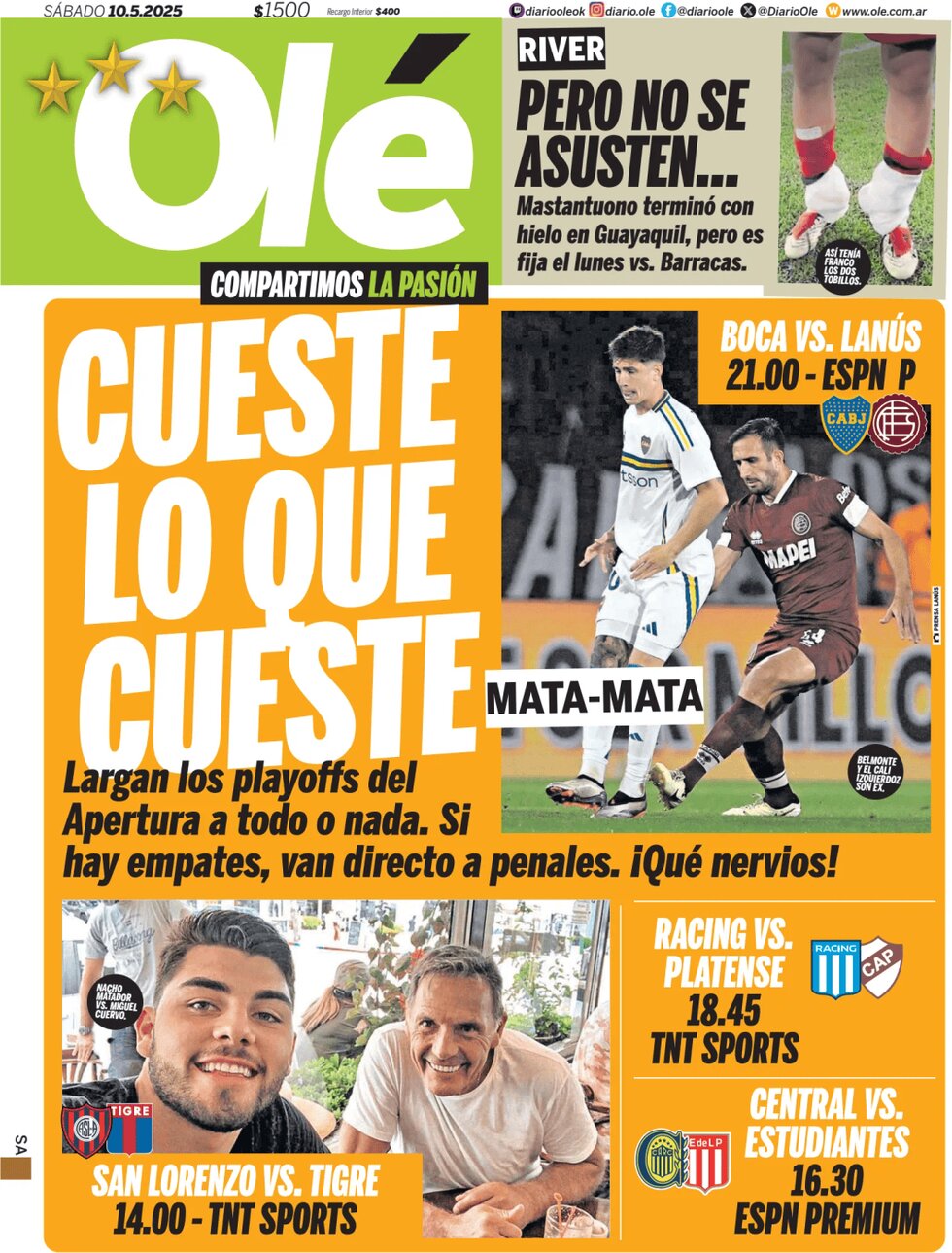 Prima Pagina Olé 10/05/2025