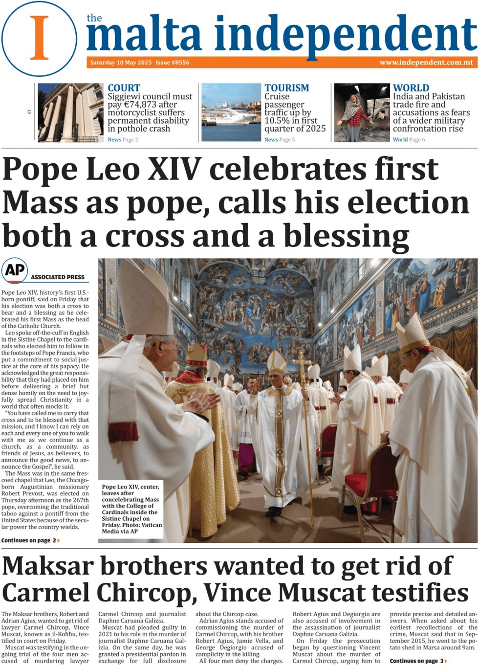 Prima Pagina The Malta Independent 10/05/2025