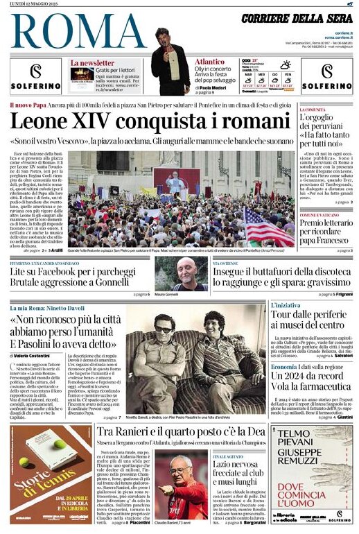 Prima Pagina Corriere della Sera (Roma) 12/05/2025