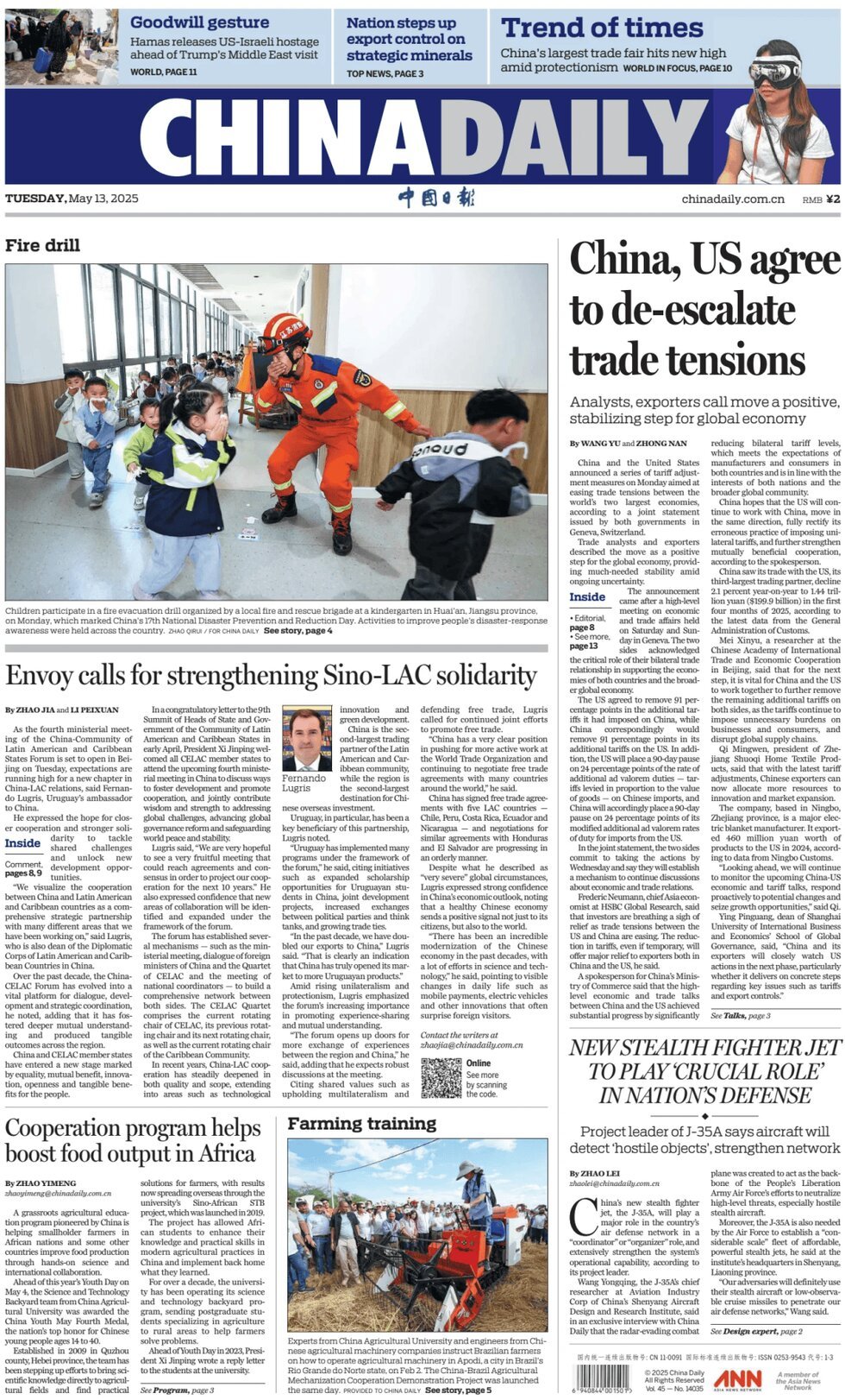 Prima Pagina China Daily 13/05/2025
