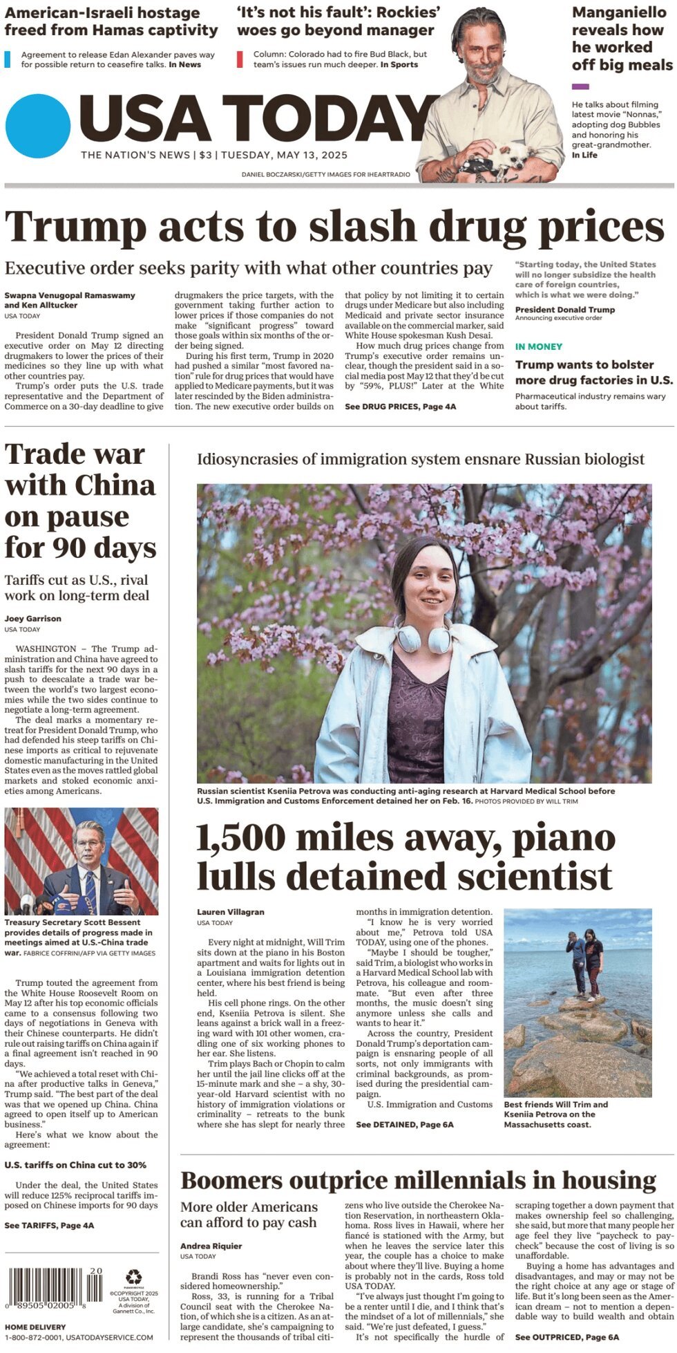 Prima Pagina USA Today 13/05/2025