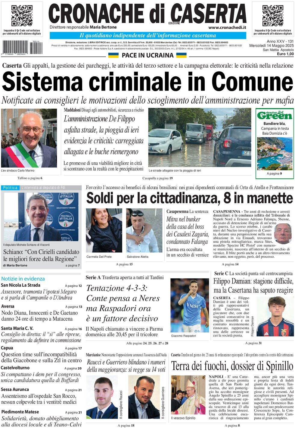 Prima Pagina Cronache di Caserta 14/05/2025