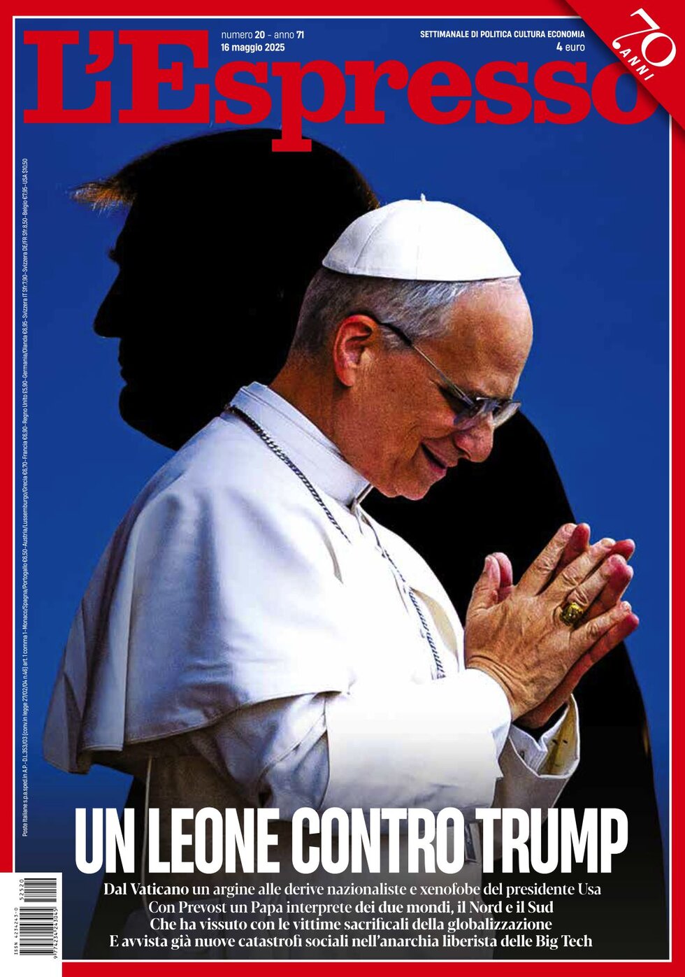 Copertina L'Espresso 16/05/2025