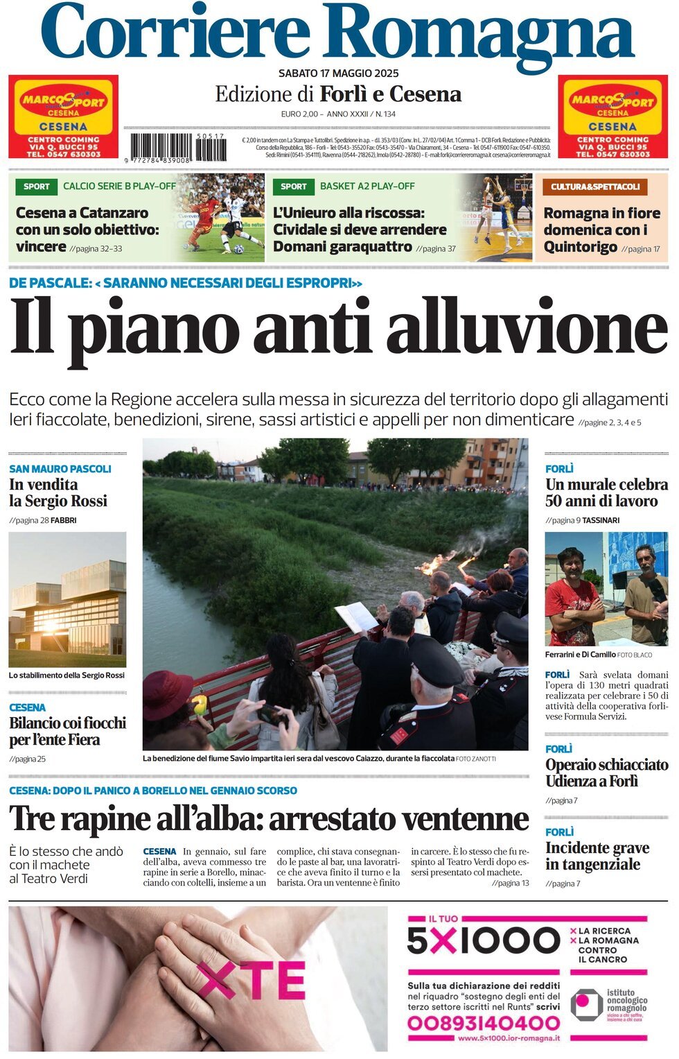 Prima Pagina Corriere Romagna (Forlì e Cesena) 17/05/2025