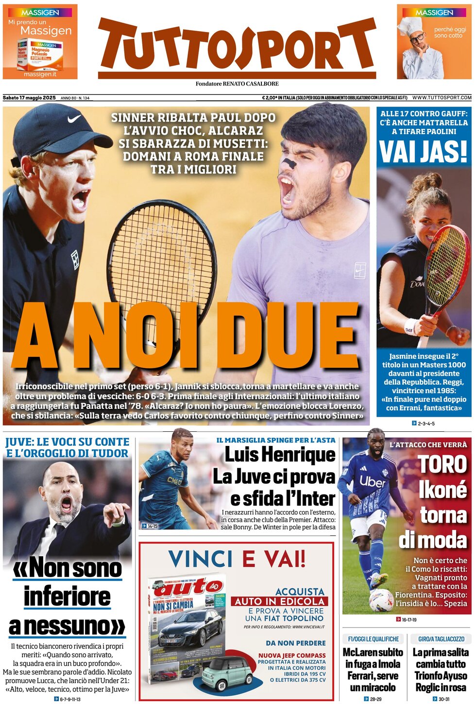 Prima Pagina Tuttosport 17/05/2025
