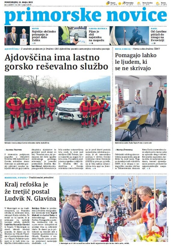 Prima Pagina Primorske Novice 19/05/2025