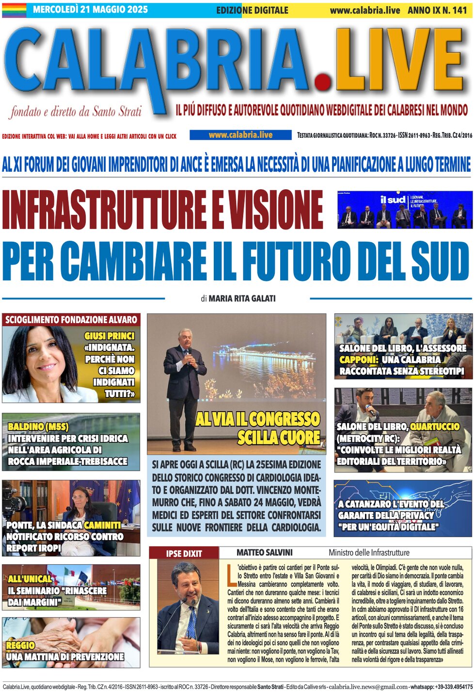 Prima Pagina Calabria Live 21/05/2025