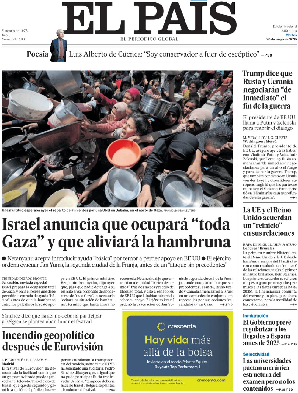 Prima Pagina El País 20/05/2025