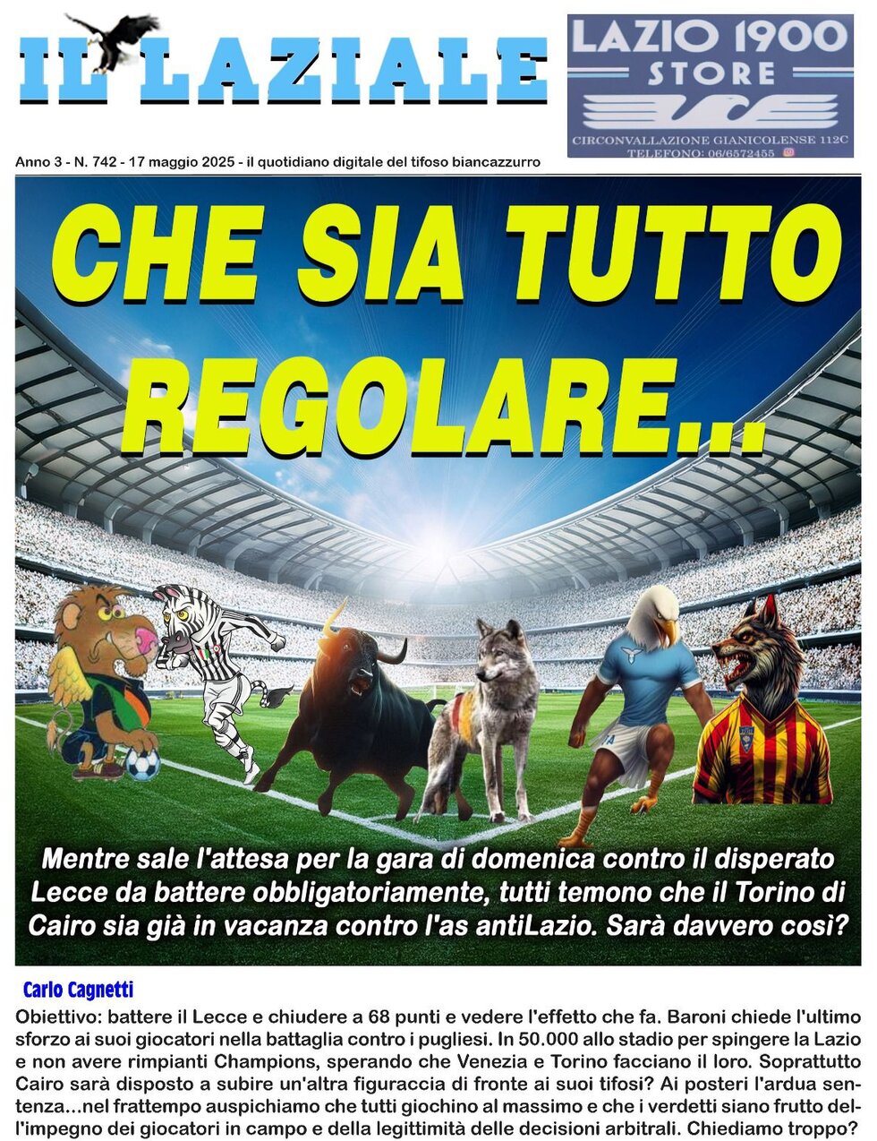 Prima Pagina Il Laziale 21/05/2025