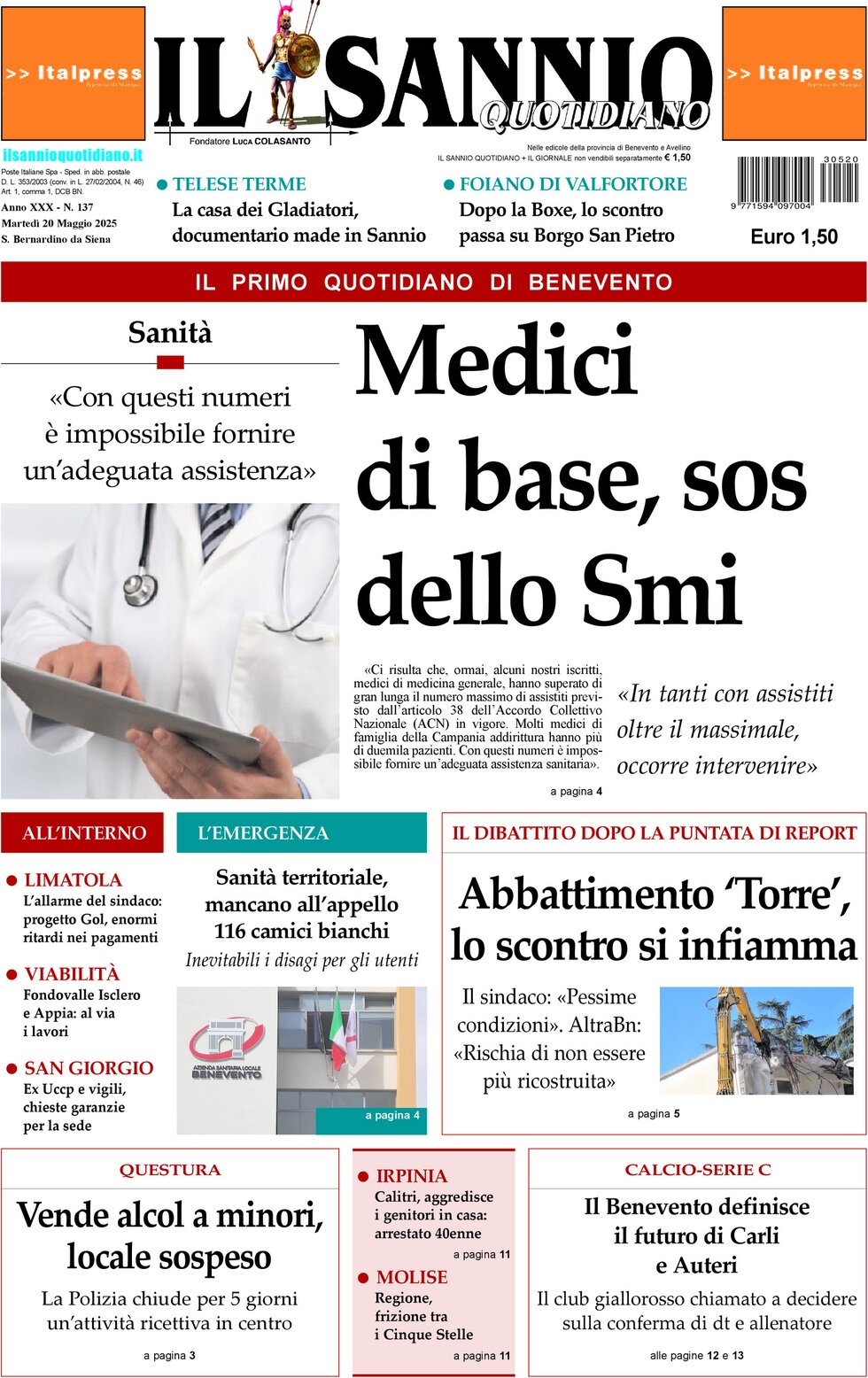 Prima Pagina Il Sannio Quotidiano 20/05/2025
