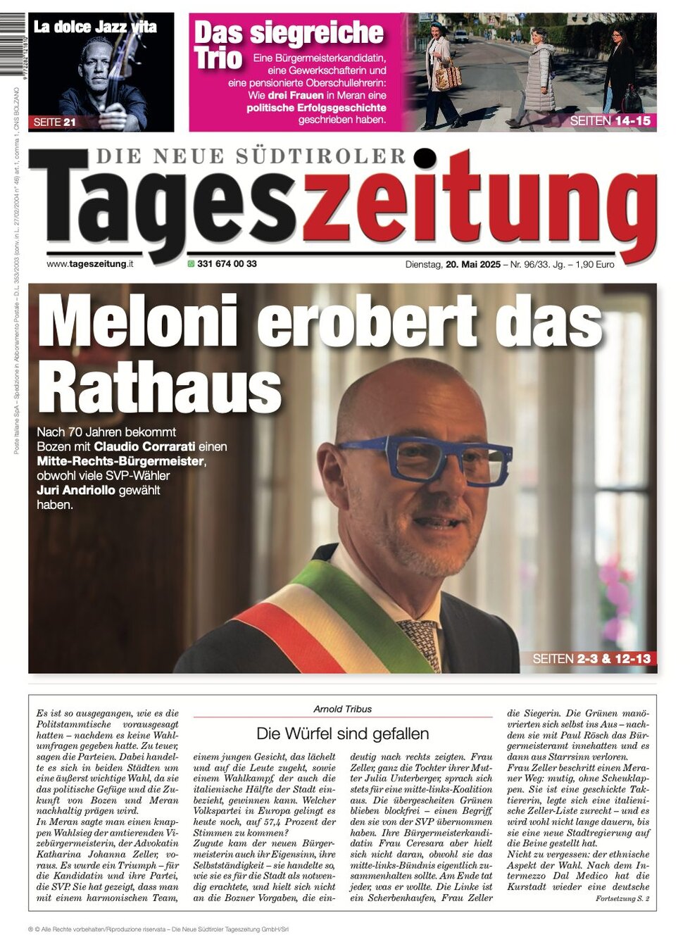 Prima Pagina Die Neue Südtiroler Tageszeitung 20/05/2025