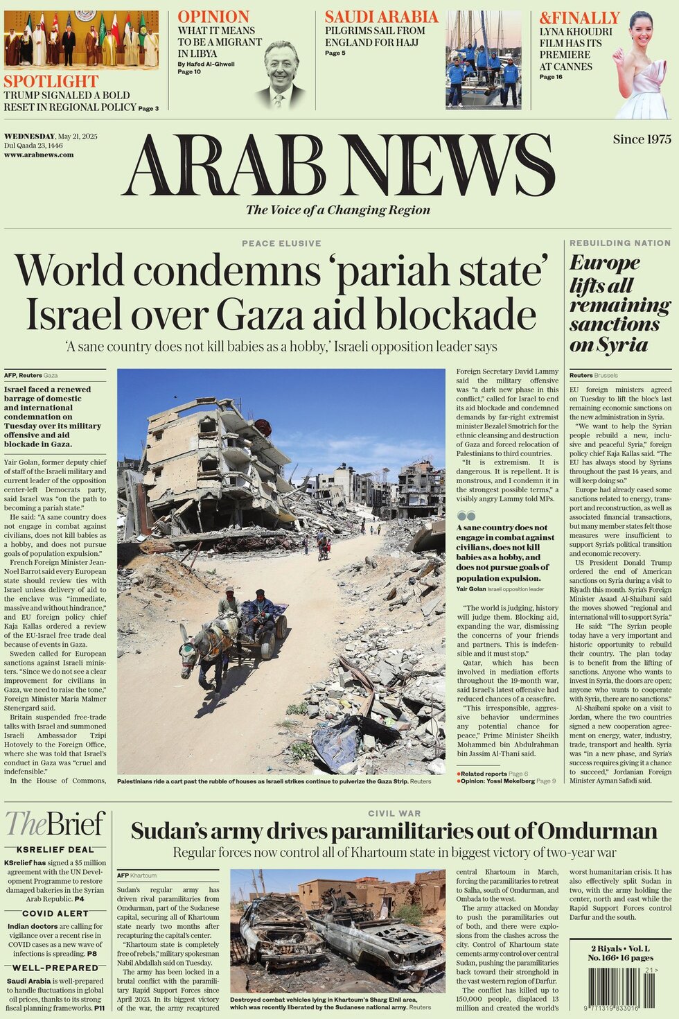 Prima Pagina Arab News 21/05/2025