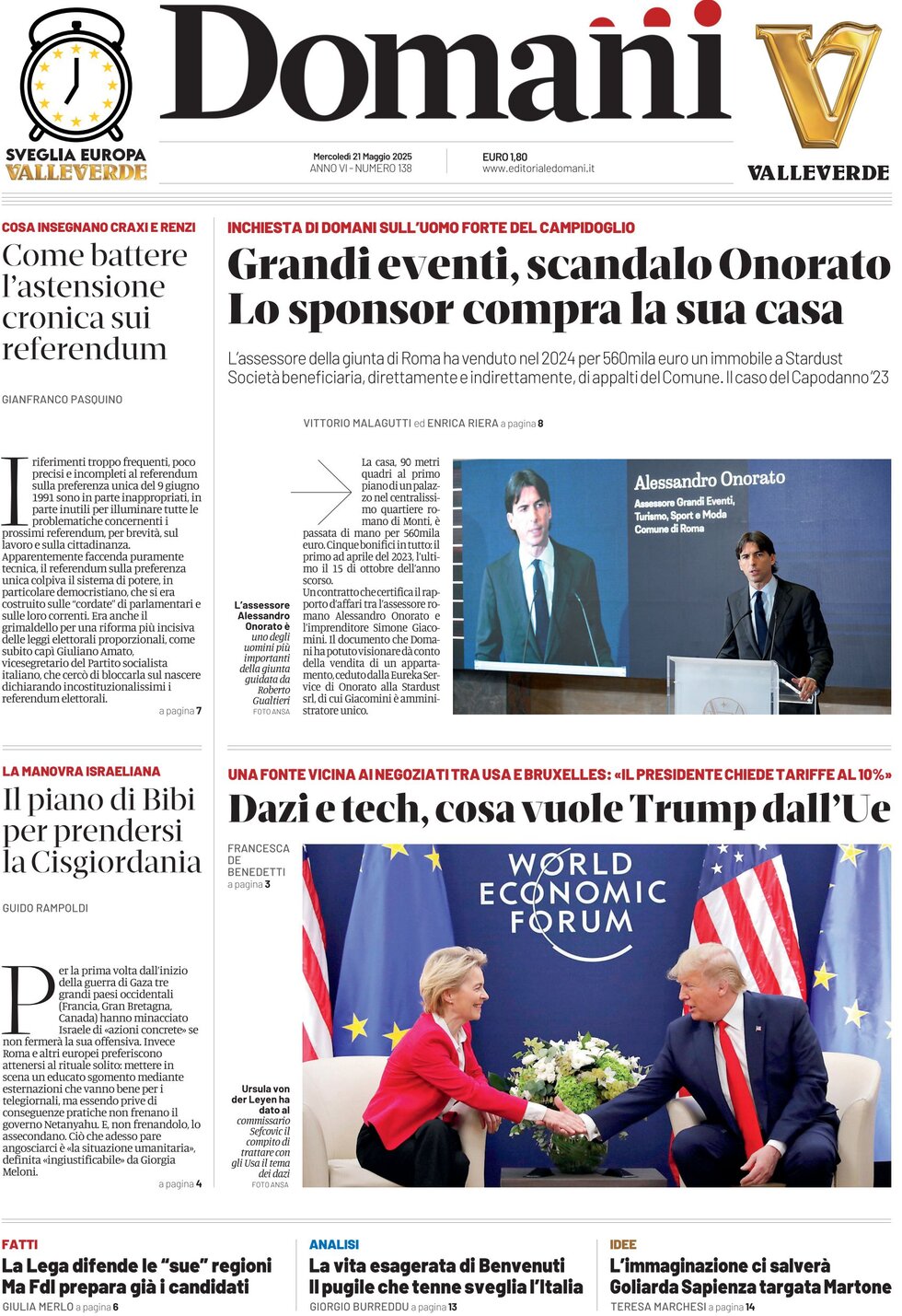 Prima Pagina Domani 21/05/2025
