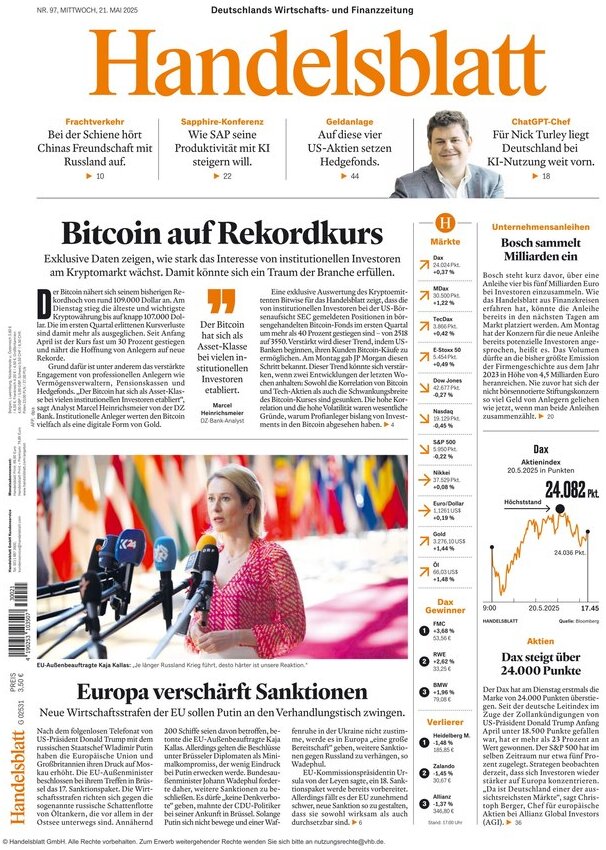 Prima Pagina Handelsblatt 21/05/2025