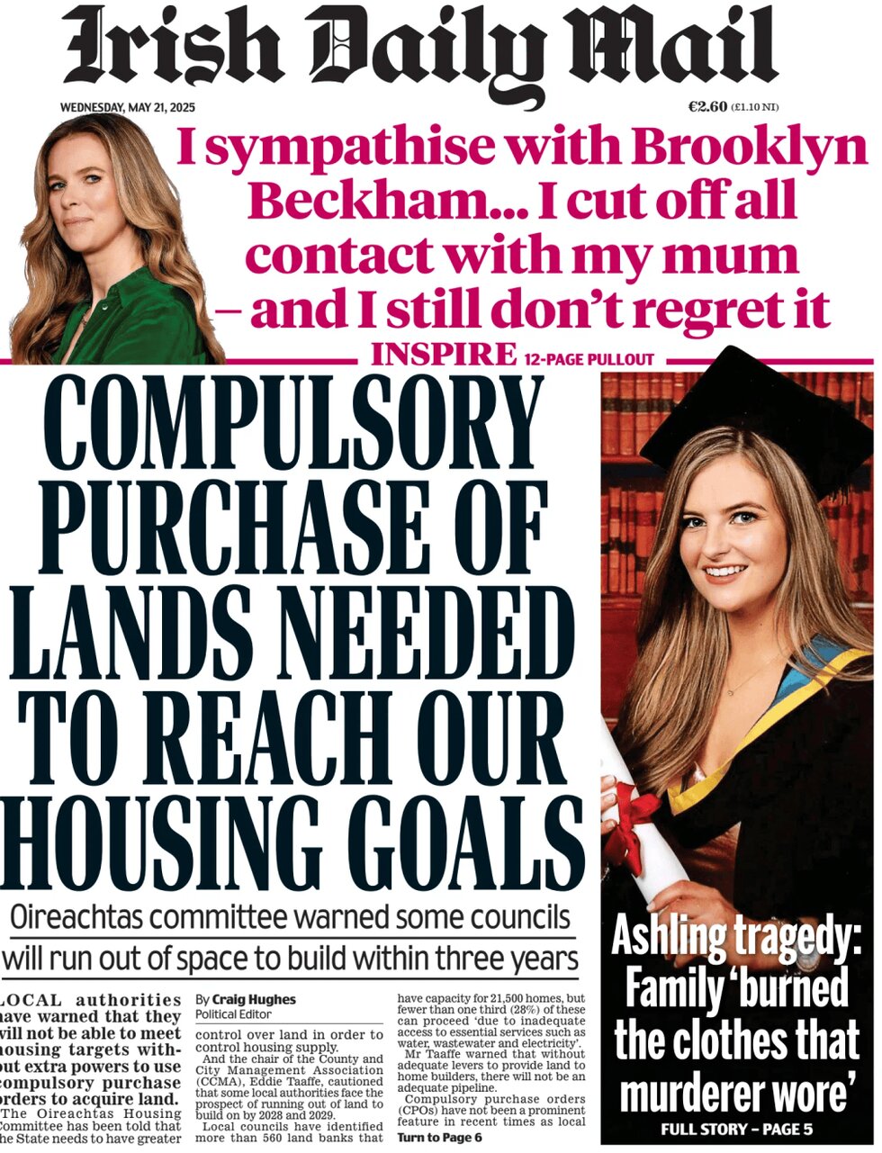 Prima Pagina Irish Daily Mail 21/05/2025