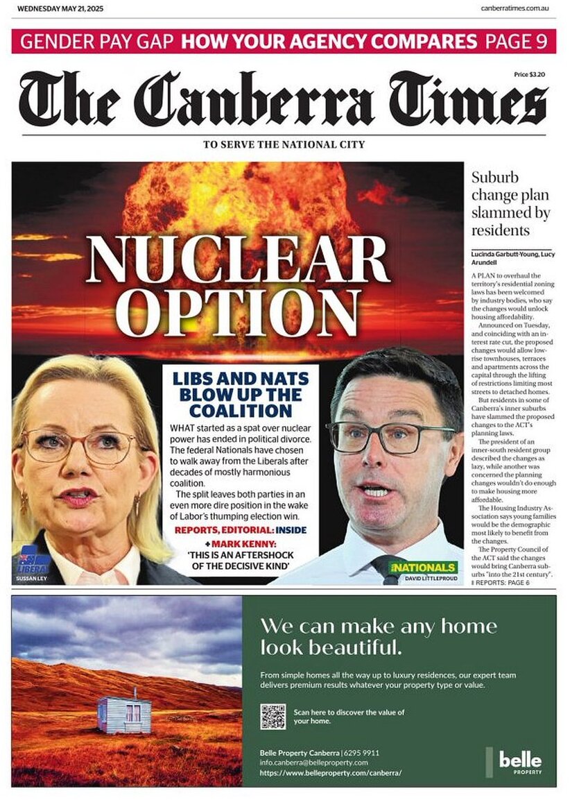 Prima Pagina The Canberra Times 21/05/2025