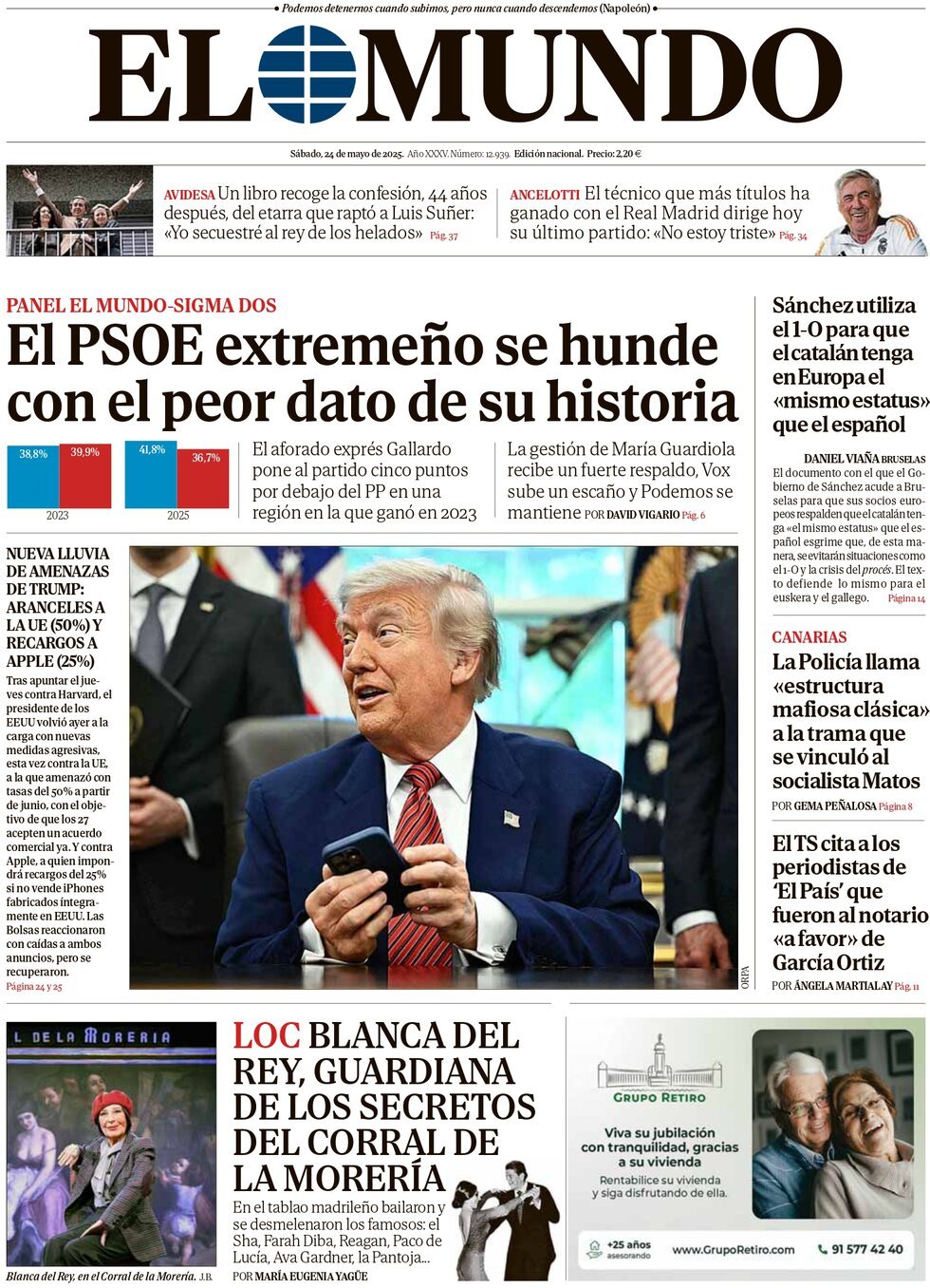 Prima Pagina El Mundo 24/05/2025