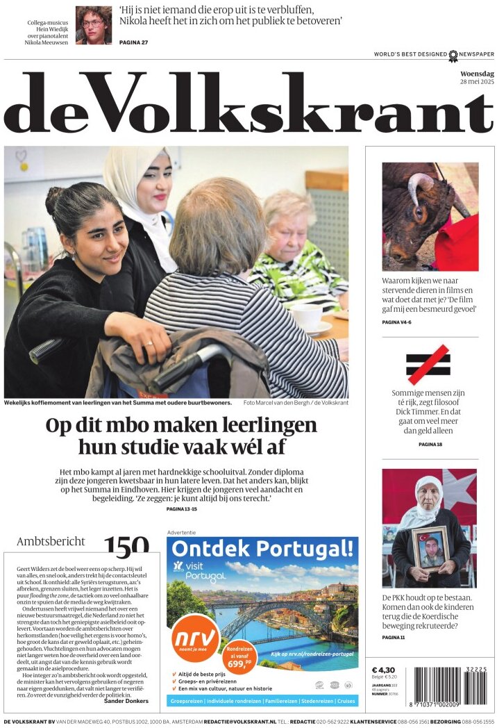 Prima Pagina de Volkskrant 28/05/2025