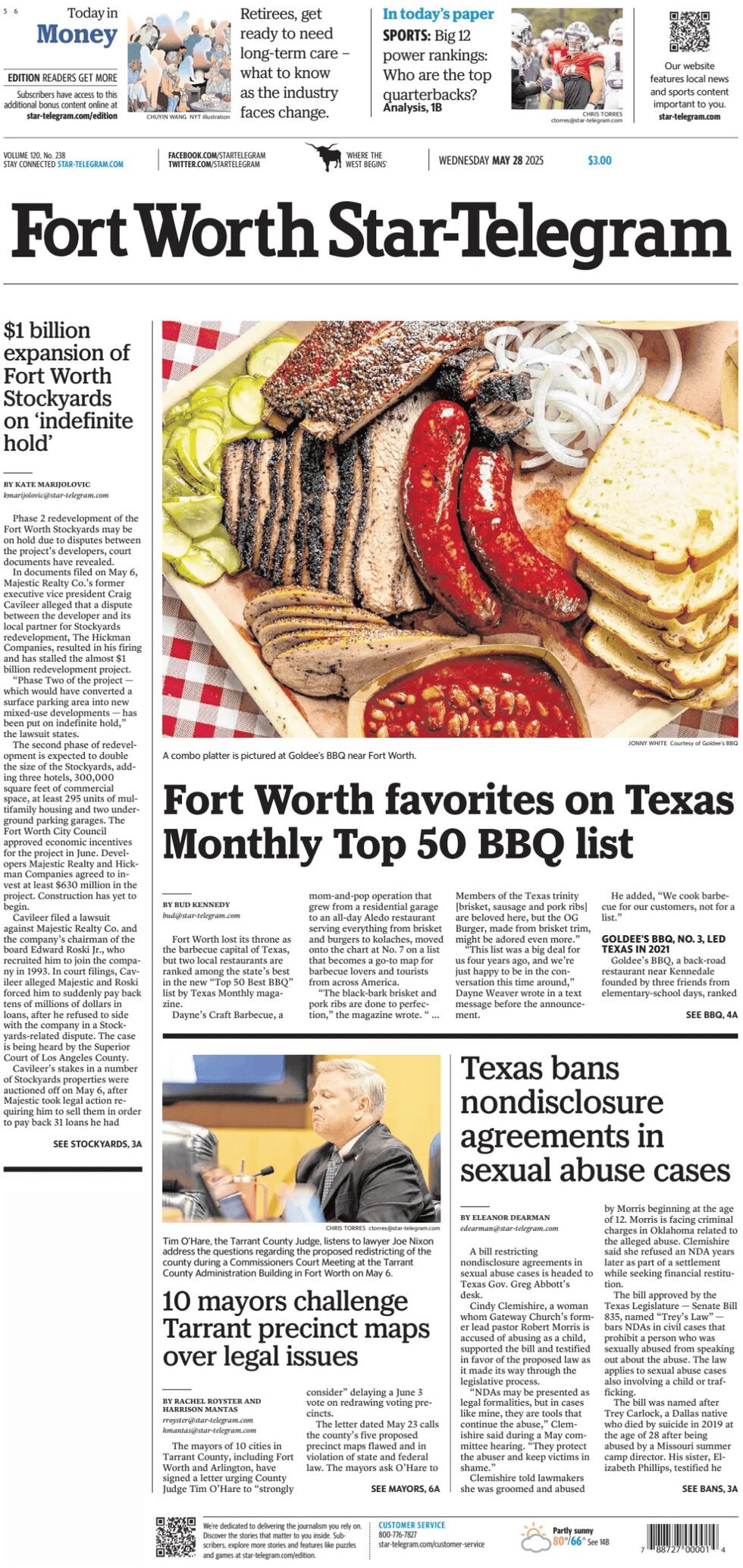 Prima Pagina Fort Worth Star-Telegram 28/05/2025