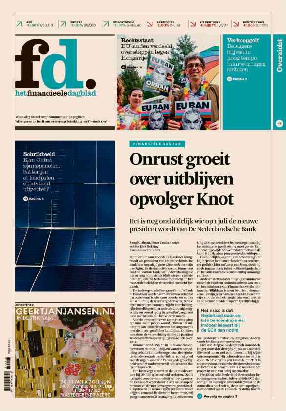 Prima Pagina Het Financieele Dagbladm (FD) 28/05/2025