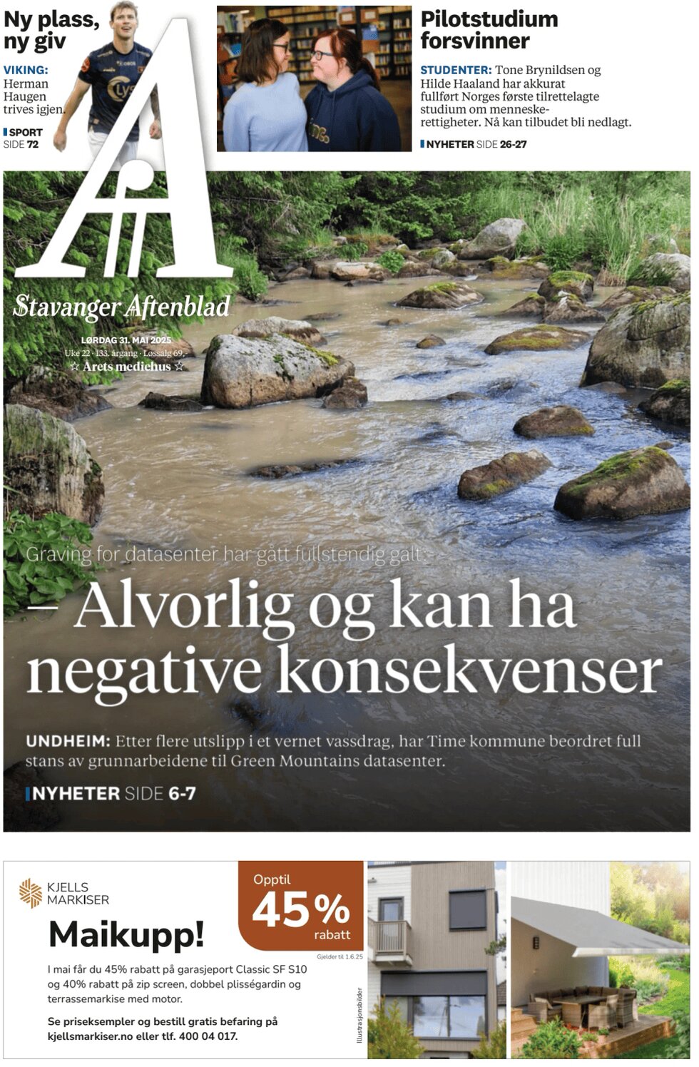 Prima Pagina Stavanger Aftenblad 31/05/2025