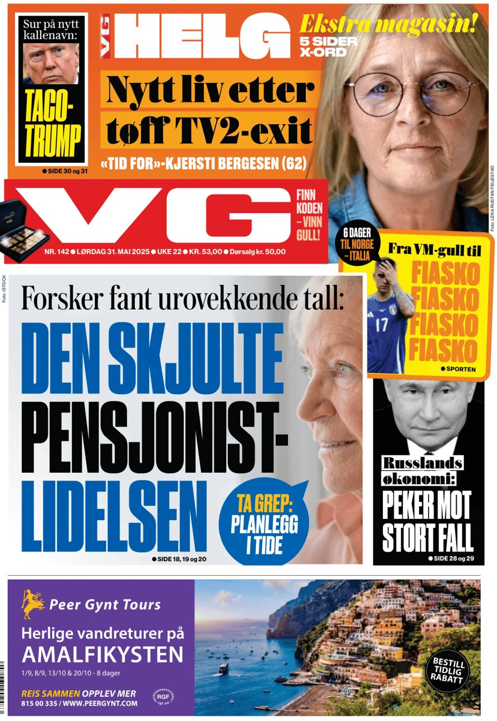Prima Pagina Verdens Gang (VG) 31/05/2025