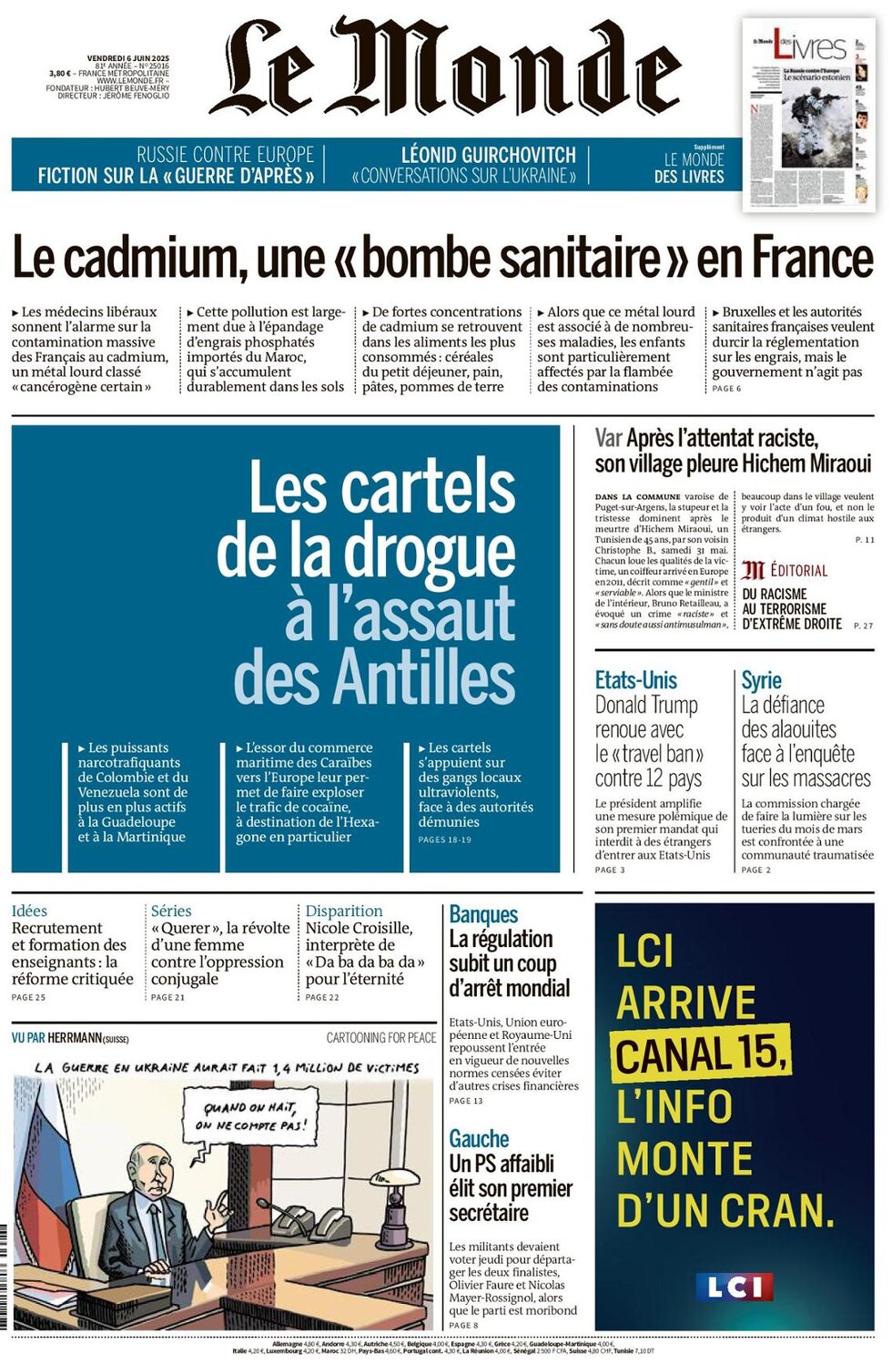 Prima Pagina Le Monde 06/06/2025