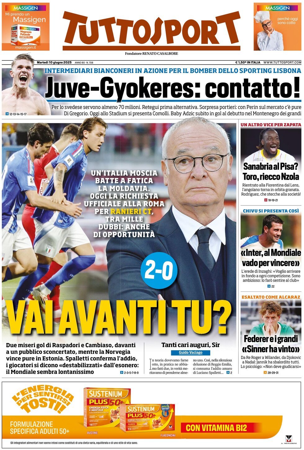 Prima Pagina Tuttosport 10/06/2025