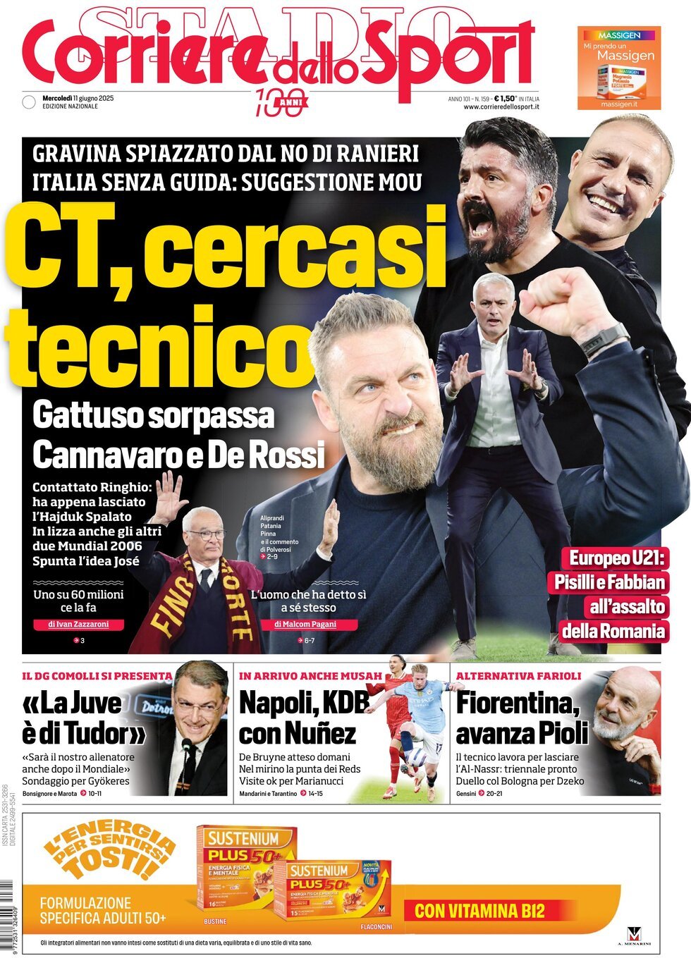 Prima Pagina Corriere dello Sport 11/06/2025