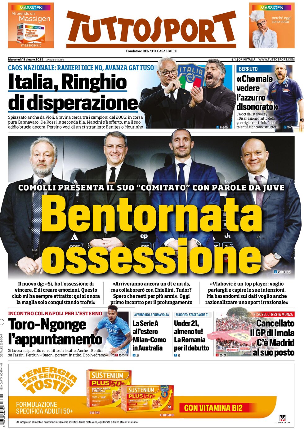 Prima Pagina Tuttosport 11/06/2025