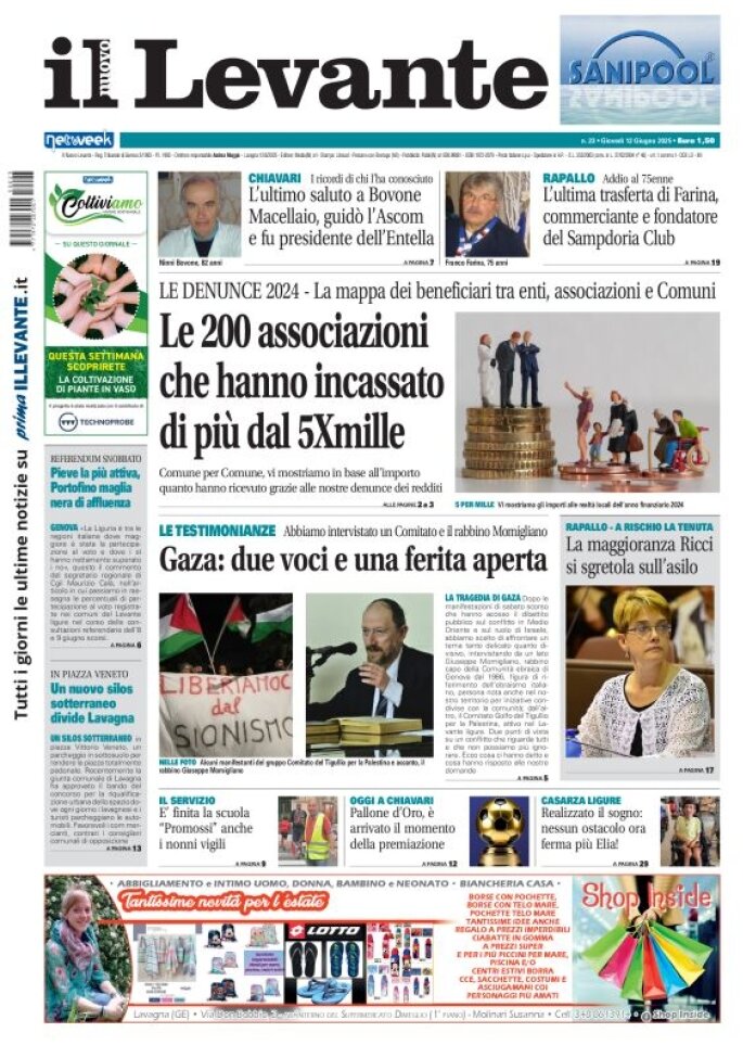 Copertina Il Levante 12/06/2025