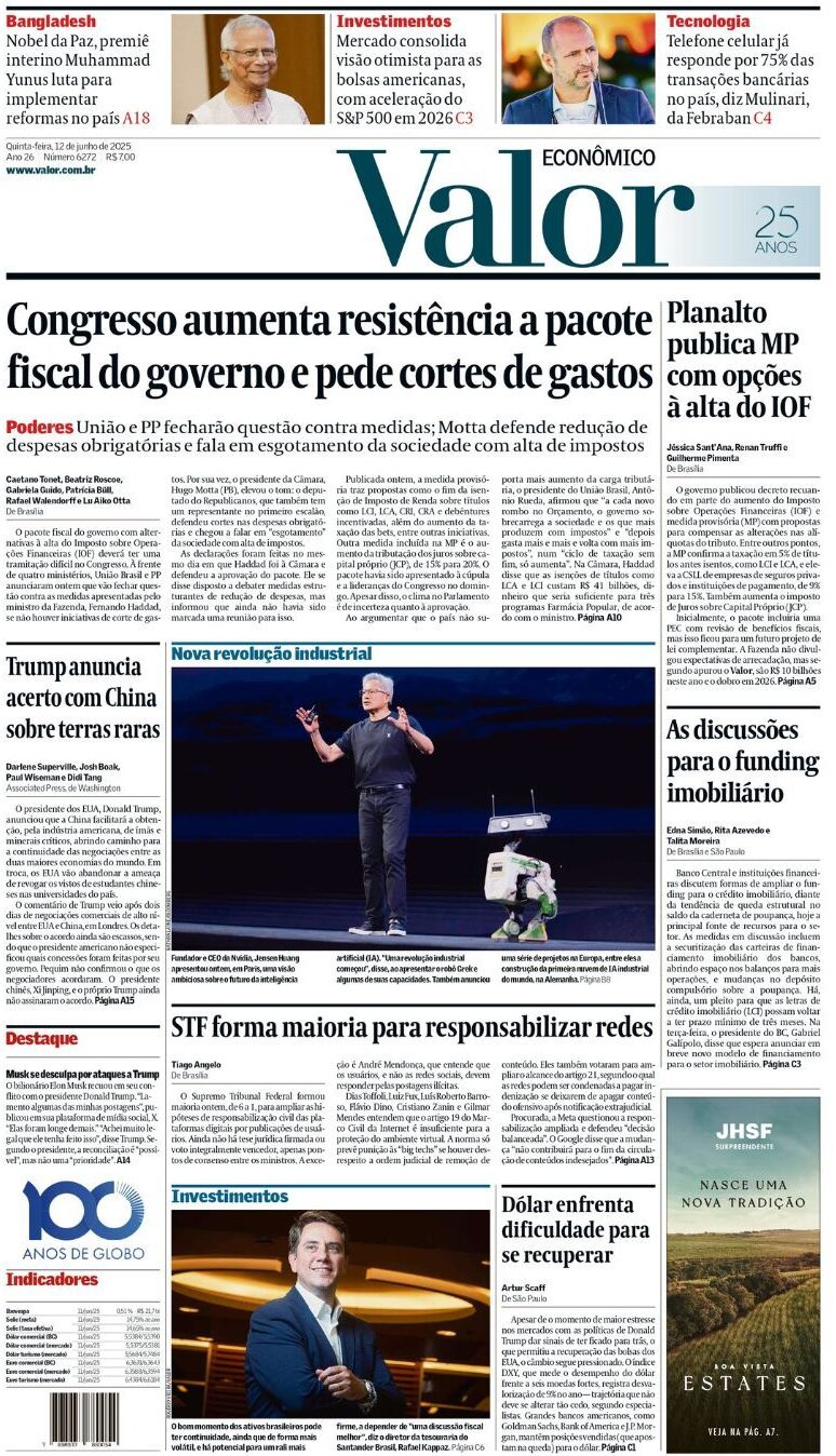 Prima Pagina Valor Econômico 12/06/2025