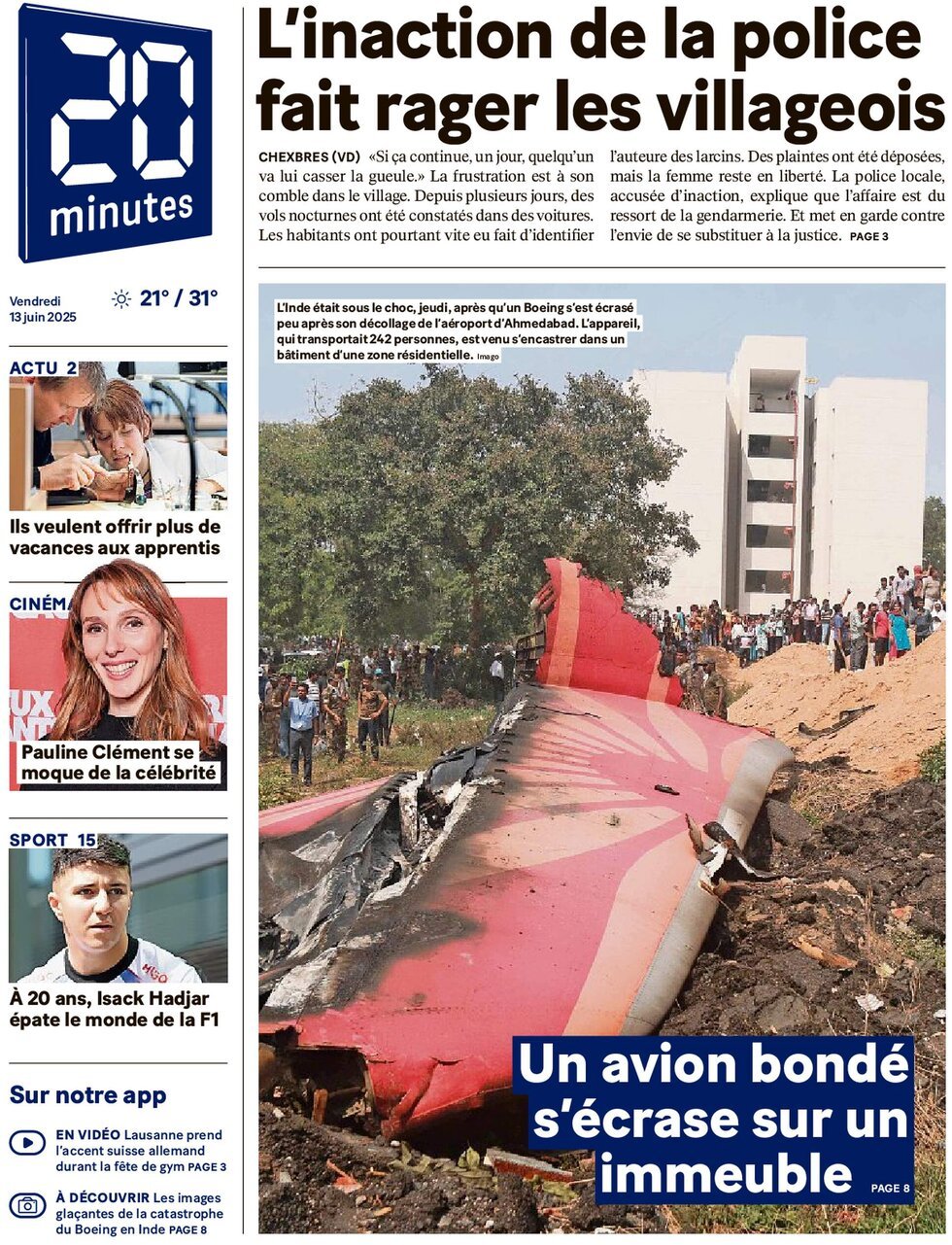 Prima Pagina 20 Minutes 13/06/2025