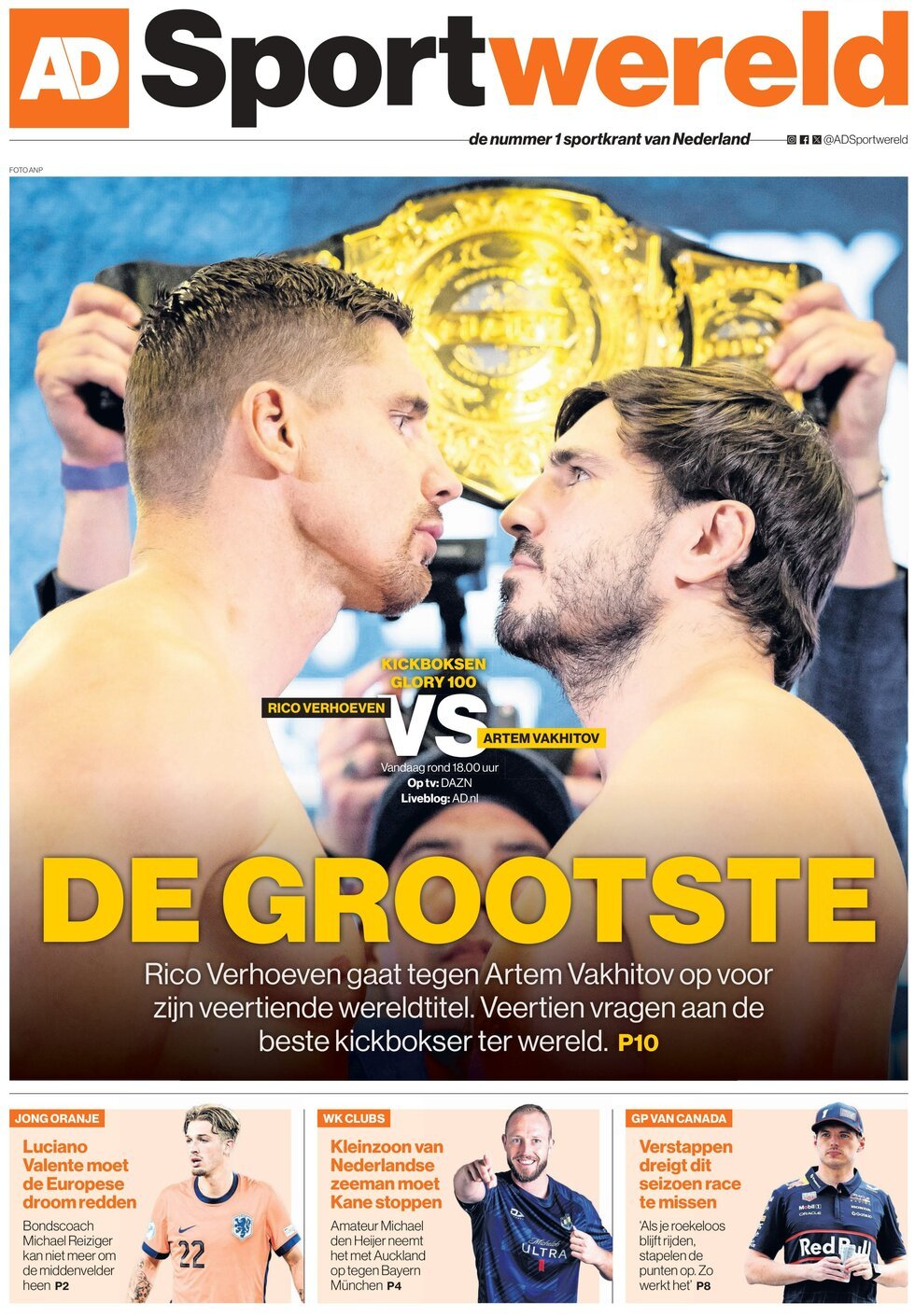 Prima Pagina AD Sportwereld 14/06/2025