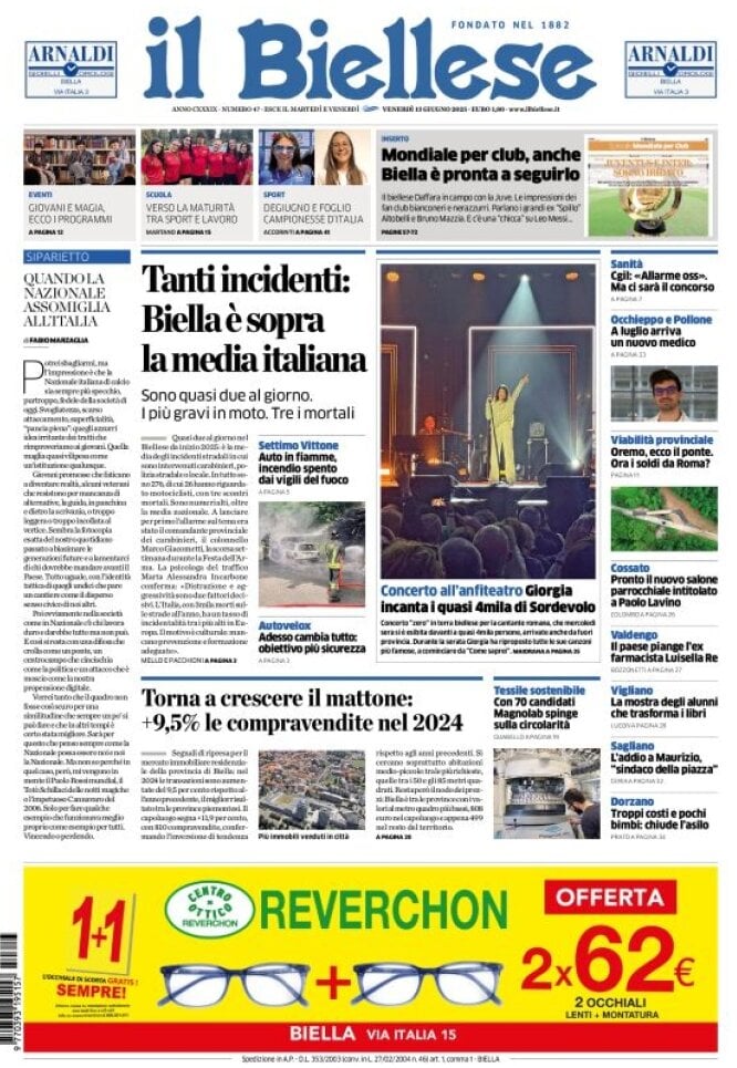 Copertina Il Biellese 13/06/2025